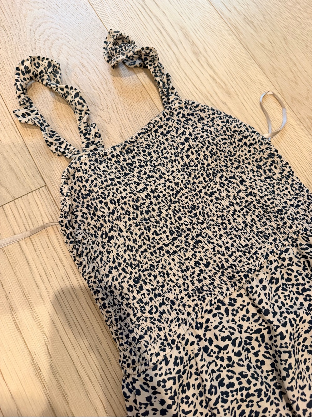 Abercrombie & Fitch Beige and Black Leopard Midi Dress